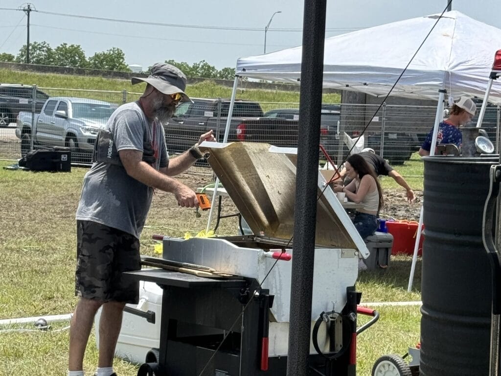 David managing the crawfish station