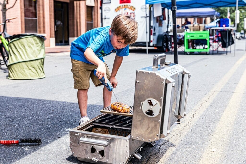 Eastyn Grilling his Pork Chop