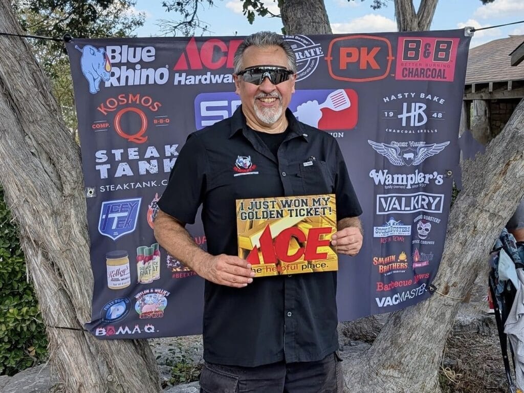 James Garza winning his Golden Ticket at the at Righteous Ribeye Cookoff